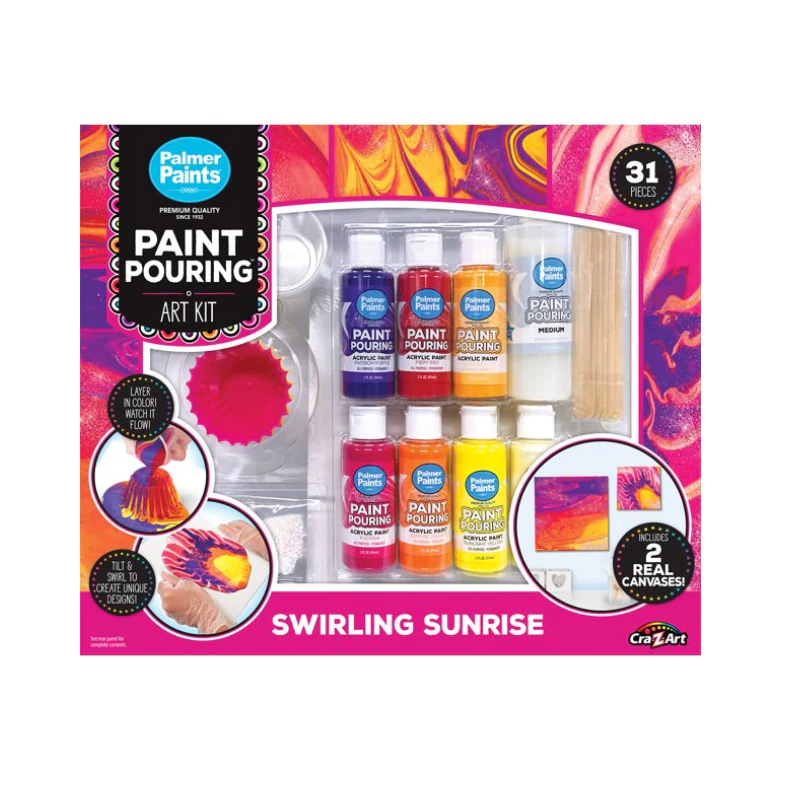 Cra-Z-Art Palmer Acrylic Paint Pouring Activity Kit – Swirling Sunrise 