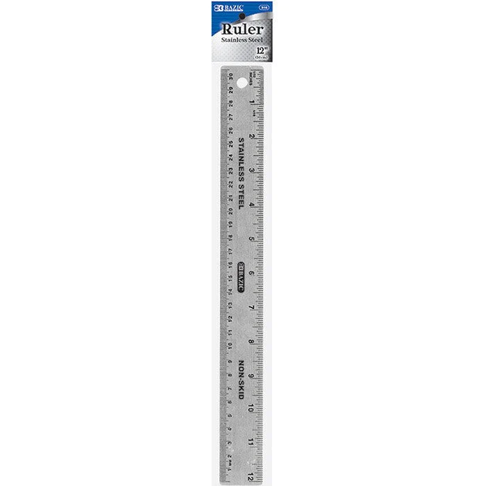 BAZIC 12″ / 30cm Non Skid Back Stainless Steel Ruler 