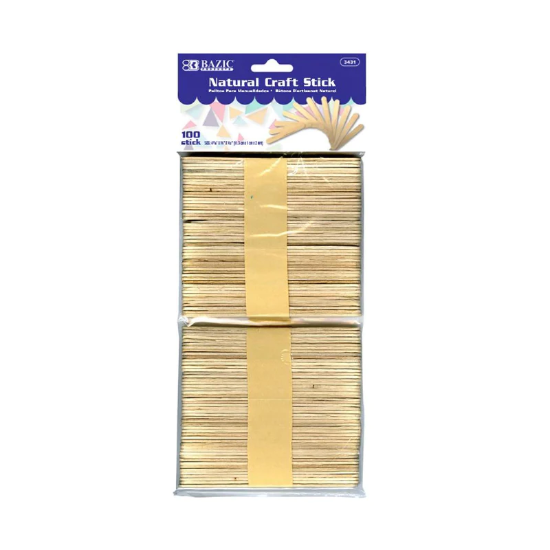 BAZIC Natural Craft Stick (100/Pack)